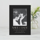 Elegantes Minimalistisches Schwarzes Foto Hochzeit Save The Date (Stehend Vorderseite)