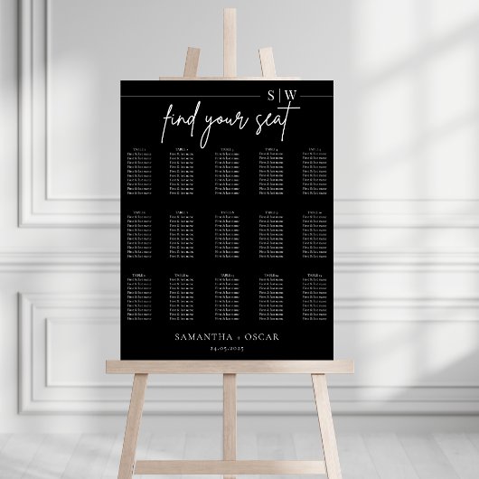 Elegantes Minimalistisches Schwarzes Hochzeitsstif Poster