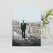 Elegantes Minimalistisches Schwarzes Kalligrafisch Dankeskarte (Stehend Vorderseite)