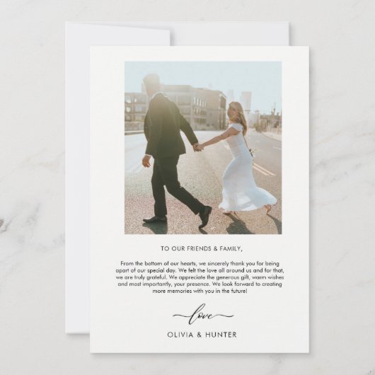 Elegantes Minimalistisches Schwarzes Kalligrafisch Dankeskarte (Rückseite)