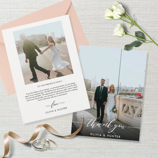 Elegantes Minimalistisches Schwarzes Kalligrafisch Dankeskarte