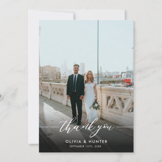 Elegantes Minimalistisches Schwarzes Kalligrafisch Dankeskarte (Vorderseite)