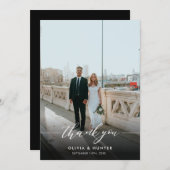 Elegantes Minimalistisches Schwarzes Kalligrafisch Dankeskarte (Vorne/Hinten)