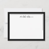 Elegantes Minimalistisches Schwarzes Monogramm mit Mitteilungskarte (Vorderseite)