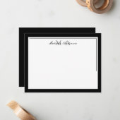 Elegantes Minimalistisches Schwarzes Monogramm mit Mitteilungskarte (Vorderseite/Rückseite Beispiel)