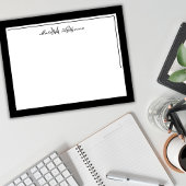 Elegantes Minimalistisches Schwarzes Monogramm mit Mitteilungskarte