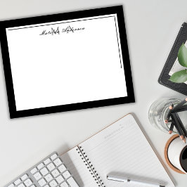 Elegantes Minimalistisches Schwarzes Monogramm mit Mitteilungskarte