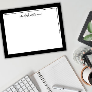 Elegantes Minimalistisches Schwarzes Monogramm mit Mitteilungskarte