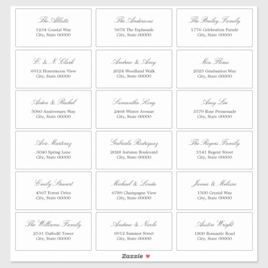Elegantes Minimalistisches Script 18 Guest Address Aufkleber (Blatt)