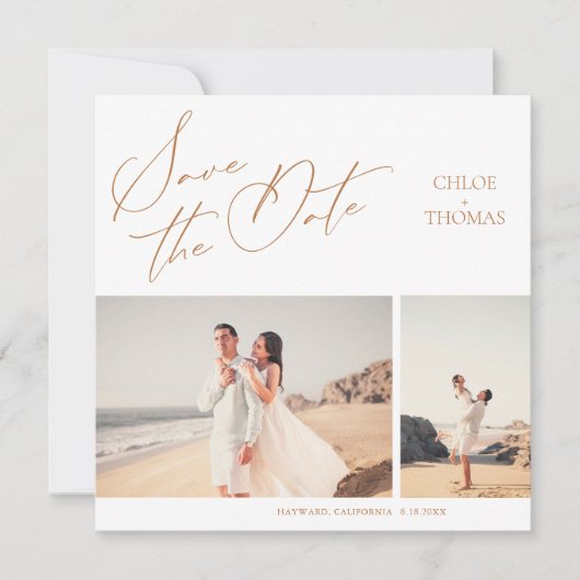 Elegantes Minimalistisches Script 2 Foto Save the  (Vorderseite)