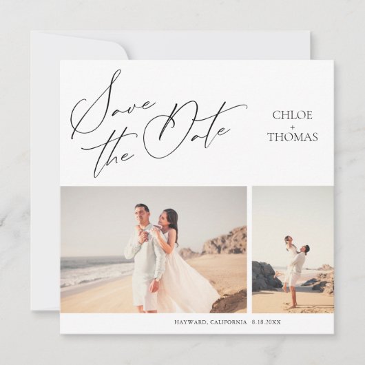 Elegantes Minimalistisches Script 2 Foto Save the (Vorderseite)