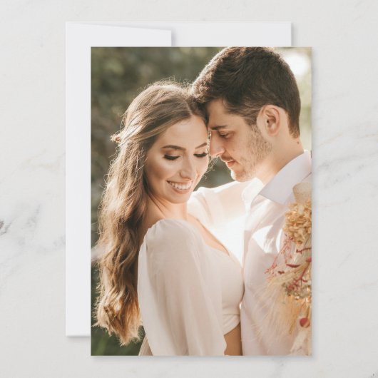 Elegantes Minimalistisches Script Black Foto Hochz Einladung (Rückseite)