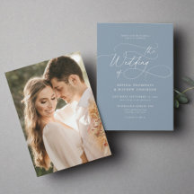 Elegantes Minimalistisches Script Dusty Blue Foto
