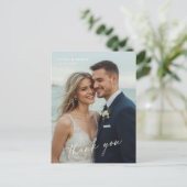 Elegantes Minimalistisches Script Foto Hochzeit Po Postkarte (Stehend Vorderseite)
