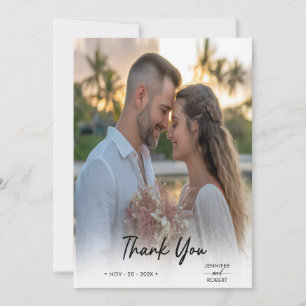 Elegantes Minimalistisches Script Foto Hochzeit Vi Dankeskarte