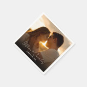 Elegantes Minimalistisches Script-Foto Serviette (Ecke)