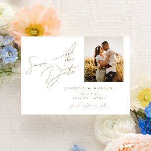 Elegantes Minimalistisches Script-Gold Save the Da Date
