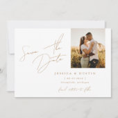 Elegantes Minimalistisches Script-Gold Save the Da Save The Date (Vorderseite)
