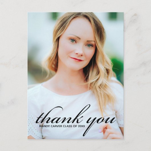 Elegantes Minimalistisches Script Graduate Foto Vi Postkarte (Vorderseite)