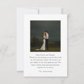 Elegantes Minimalistisches Script Heart Wedding Fo Dankeskarte (Rückseite)