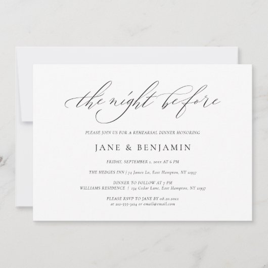 Elegantes Minimalistisches Script Hochzeit Probe D Einladung (Vorderseite)