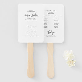Elegantes Minimalistisches Script-Hochzeitsprogram Fächer