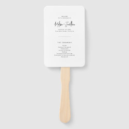 Elegantes Minimalistisches Script-Hochzeitsprogram Fächer