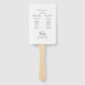 Elegantes Minimalistisches Script-Hochzeitsprogram Fächer (Rückseite)