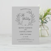 Elegantes Minimalistisches Script Leaf Wedding Lig Einladung (Stehend Vorderseite)