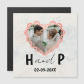 Elegantes Minimalistisches Script Monogram Foto Ho Magneteinladung (Vorne/Hinten)