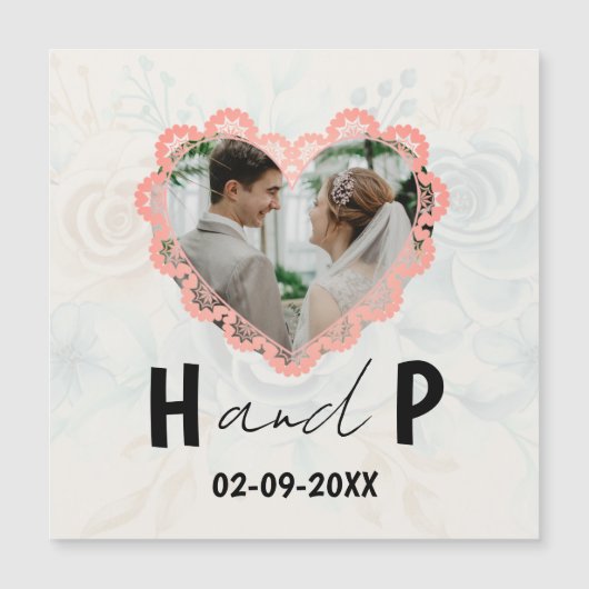 Elegantes Minimalistisches Script Monogram Foto Ho Magneteinladung (Vorderseite)