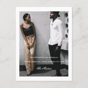 Elegantes Minimalistisches Script New Address Foto Postkarte