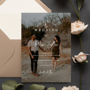 Elegantes Minimalistisches Script Overlay-Foto Hoc Einladung