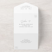 Elegantes Minimalistisches Script Schwarz und Weiß All In One Einladung (Außenbereich)