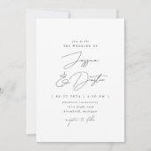 Elegantes Minimalistisches Script Schwarz und Weiß Einladung (Vorderseite)