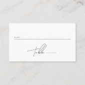 Elegantes Minimalistisches Script Schwarz und Weiß Platzkarte (Vorderseite)