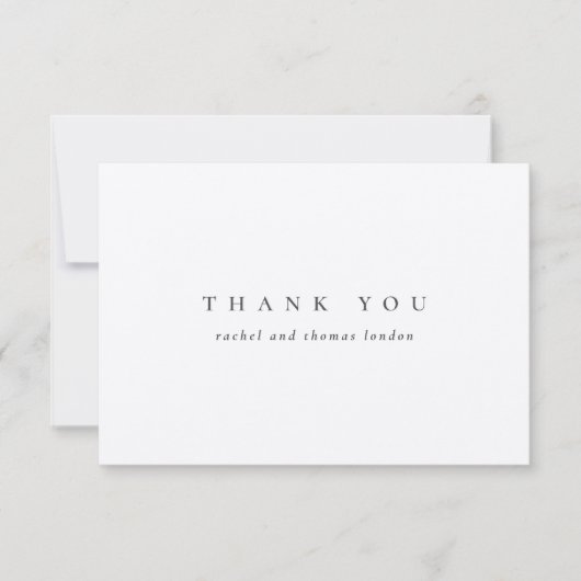 Elegantes Minimalistisches Script Schwarz-weiß Wed Dankeskarte (Vorderseite)