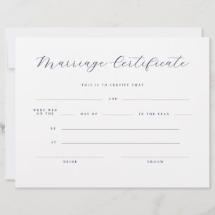 Elegantes minimalistisches Skript-Eheurkunde