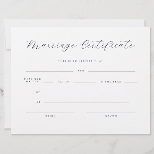 Elegantes minimalistisches Skript-Eheurkunde (Vorderseite)