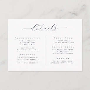 Elegantes Minimalistisches Skript Hochzeitsdetails Begleitkarte