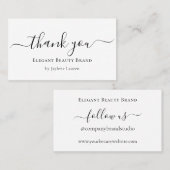 Elegantes Minimalistisches Skript Vielen Dank Visitenkarte (Vorne/Hinten)