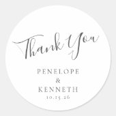 Elegantes Minimalistisches Skript Weißes Brauchtum Runder Aufkleber (Vorderseite)