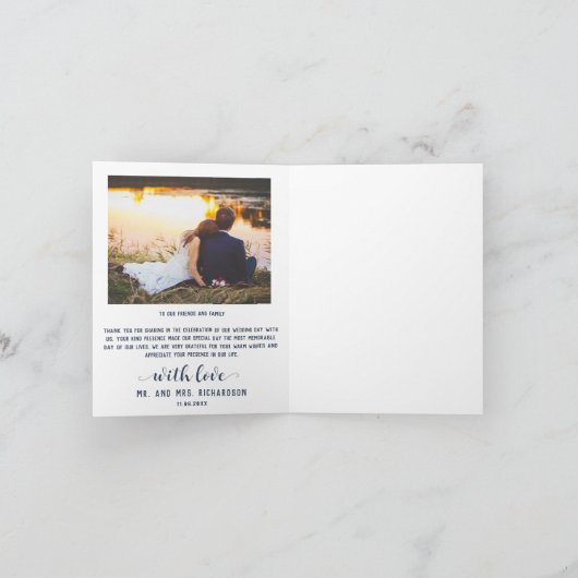 Elegantes Minimalistisches Skriptbenutzerdefiniert Dankeskarte (Innenseite)