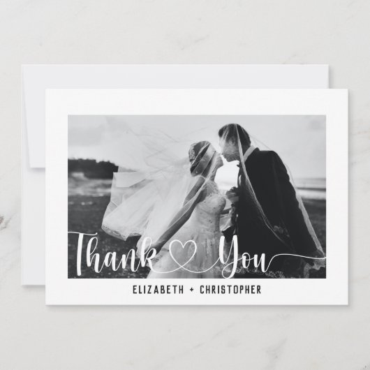 Elegantes Minimalistisches SkriptWedding Custom-Fo Dankeskarte (Vorderseite)