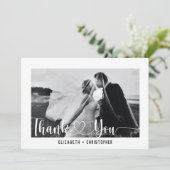 Elegantes Minimalistisches SkriptWedding Custom-Fo Dankeskarte (Stehend Vorderseite)