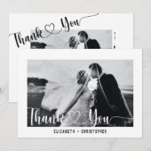 Elegantes Minimalistisches SkriptWedding Custom-Fo Dankeskarte (Vorne/Hinten)