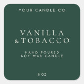 Elegantes Minimalistisches Smaragdgrünes Kerzensie Quadratischer Aufkleber (Vorderseite)