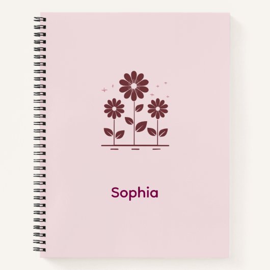Elegantes Minimalistisches Spiral Journal mit Blum Notizblock (Vorderseite)