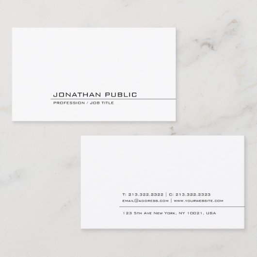 Elegantes Minimalistisches Template Beruflich mode Visitenkarte (Vorne/Hinten)