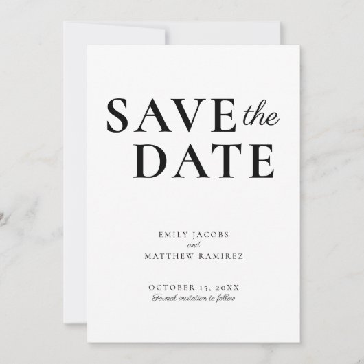 Elegantes Minimalistisches traditionelles Skript S Save The Date (Vorderseite)